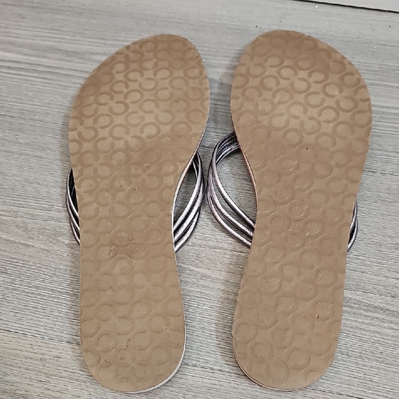 Coach Tan and Silver Heart Sandals - Picture 2 of 3